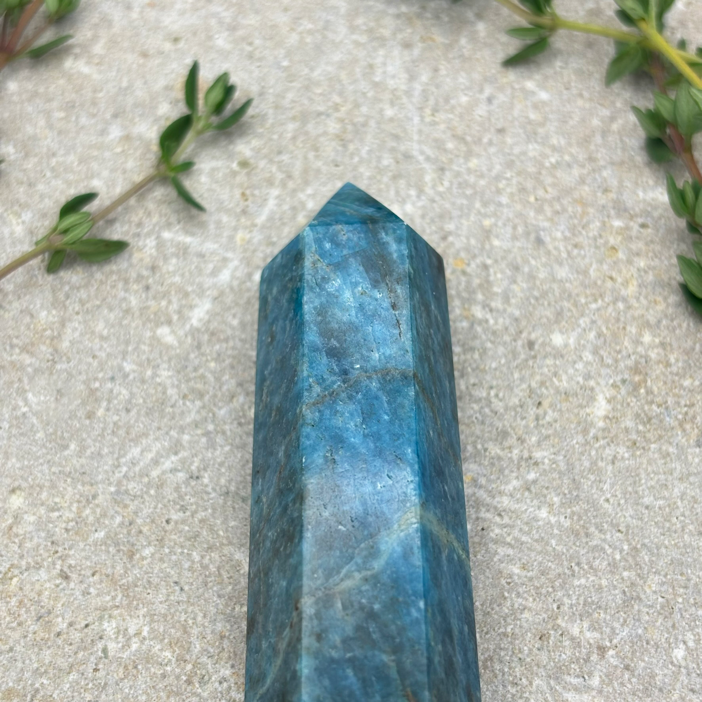 Dark Blue Apatite Tower Crystal